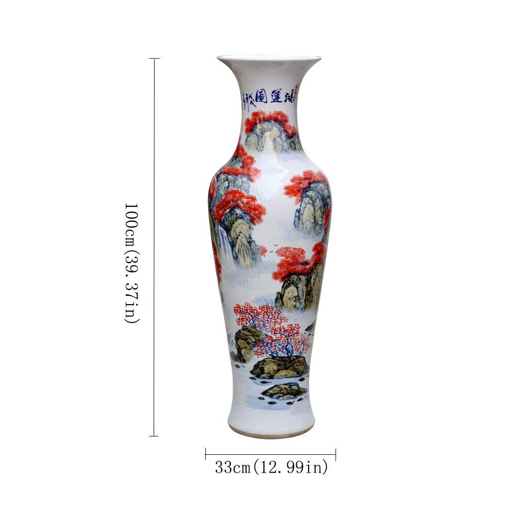 Amazon.co.jp: 花瓶 陶磁器の手描きの風景絵画大きい花瓶の家の